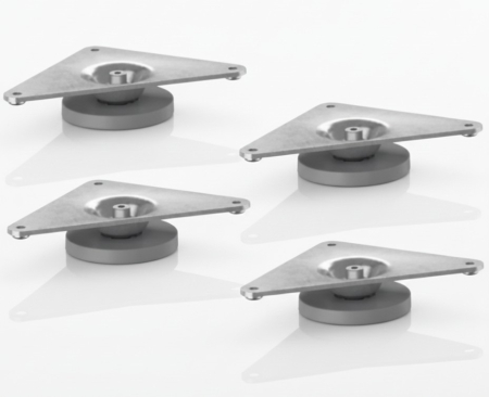 Mobilier mic - Set 4 picioare reglabile pentru mobila, din otel, 11.5x8x2.5 cm