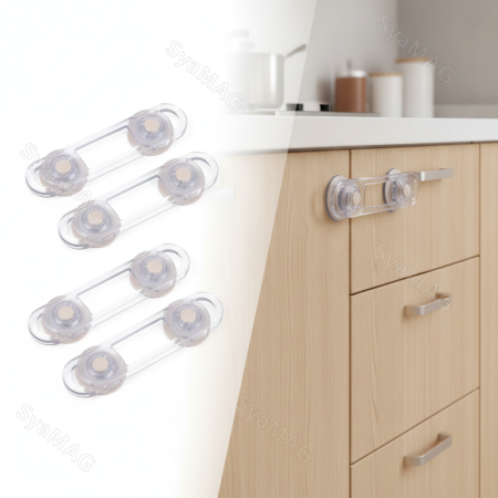 Siguranta si protectie - Set 4 sigurante pentru usi dulap si sertare, 12x3 cm