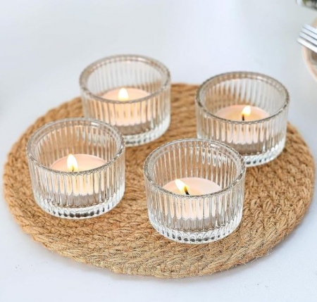 Set 4 suporturi lumanare pastila, sticla, 3.5 cm [1]