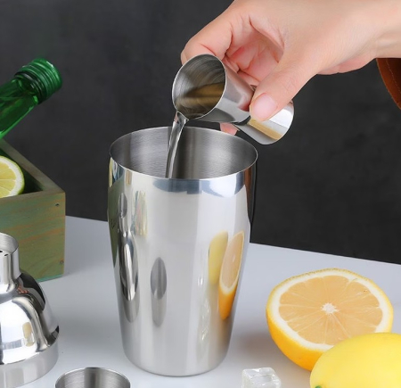 Set 5 buc instrument de masurare bauturi, tip pahar cu 2 cuve, 30 ml si 60 ml, inox, utilizare Horeca, pentru restaurante, cafenele, terase, hoteluri sau evenimente [1]