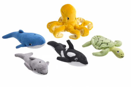 Jucarii bebelusi - Set 5 jucarii de plus, animale marine, 12x4 cm