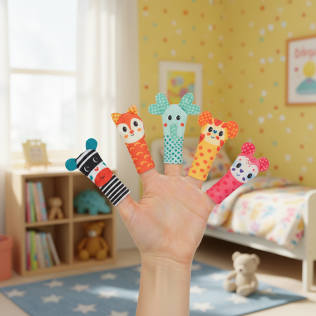 Jucarii de plus - Set 5 marionete pentru degete cu animalute, +3 ani