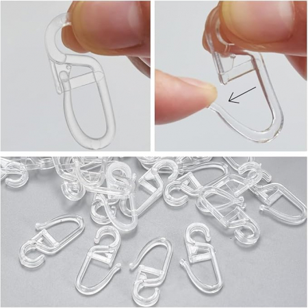 Home & Deco - Set 50 carlige perdea pentru inele, plastic transparent
