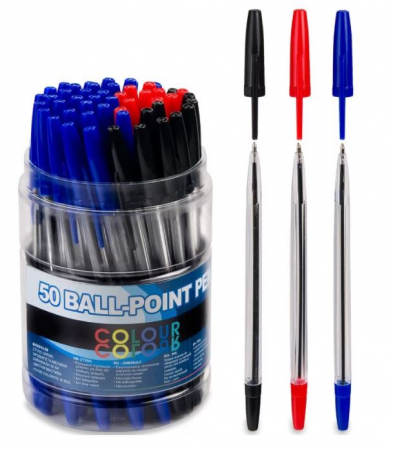 Promotii - Set 50 de pixuri, 30 albastre, 10 negre, 10 rosii