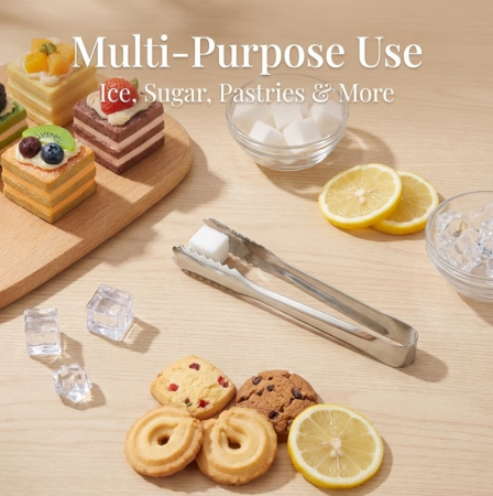 Set 6 buc cleste servire, metalic, utilizare Horeca, 16.5 cm, servire gheata, cuburi de zahar, felii de lamaie, cuburi de branza, fructe mici, mezeluri sau gustari mici [1]