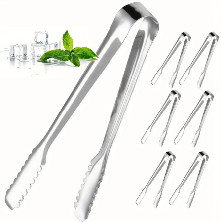 Home & Deco - Set 6 buc cleste servire, metalic, utilizare Horeca, 16.5 cm, servire gheata, cuburi de zahar, felii de lamaie, cuburi de branza, fructe mici, mezeluri sau gustari mici
