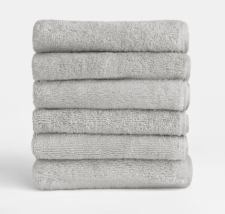 Home & Deco - Set 6 buc prosop gri, 100% bumbac, 50x30 cm, utilizare universala