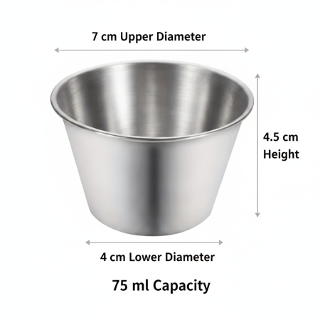 Set 6 buc recipient mic pentru sosuri, mustar sau ketchup, 75 ml, inox, utilizare Horeca, pentru restaurante, terase, fast-food-uri sau evenimente [1]