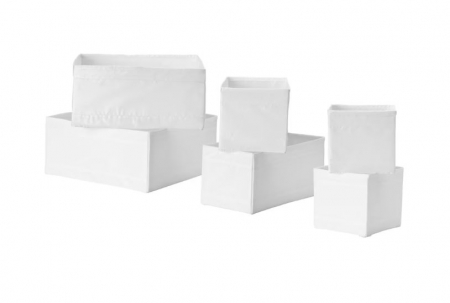 Toate produsele - Set 6 cutii depozitare, poliester, alb