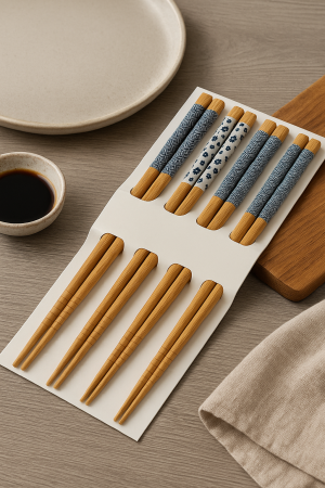 Set 8 betisoare chinezesti, chopsticks, din bambus, 23 cm [1]