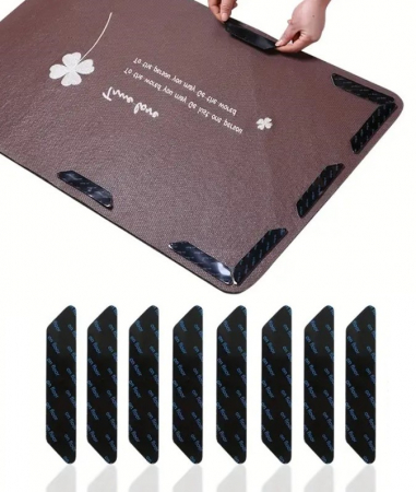 Siguranta si protectie - Set 8 buc autocolant antiderapant pentru fixarea covoarelor sau obiectelor de mobilier