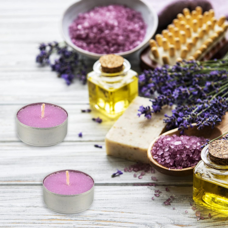 Flori artificiale si decoratiuni - Set 8 lumanari pastila cu aroma lavanda