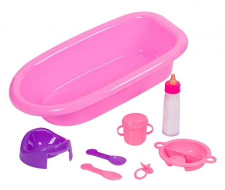 Jocuri si jucarii interactive - Set baie pentru papusi, 8 piese, 3 ani +