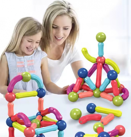 Jocuri si jucarii interactive - Set constructie interactiv, piese magnetice, 36 buc, 3 ani +