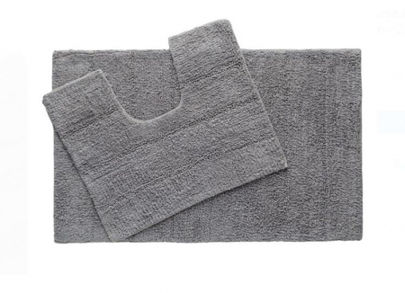 Baie - Set covorase de baie din bumbac, gri, 80x50 cm / 50x40 cm