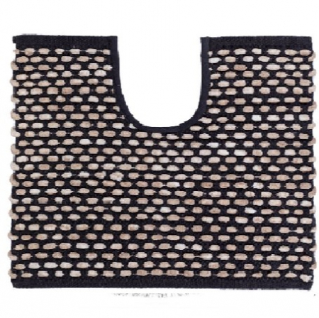 Set covorase de baie pufoase, model in relief, 80x50 cm, 50x45 cm, negru-bej [1]