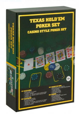Jocuri si jucarii interactive - Set de joaca Texas Poker cu 200 de jetoane si accesorii