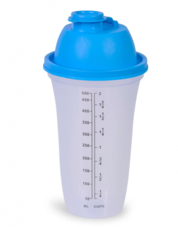 Promotii - Shaker din plastic, cu capac albastru, gradat, 500 ml