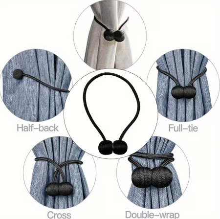 Toate produsele - Snur decorativ pentru fixare perdea, sistem de inchidere cu magneti, textil, 40 cm