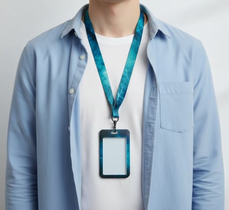 Toate produsele - Snur turcoaz, tip breloc pentru chei, include ecuson pentru legitimatie, 55 cm