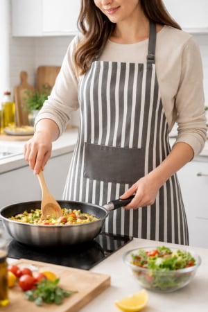 Home & Deco - Sort de bucatarie, gri dungat, 75x55 cm