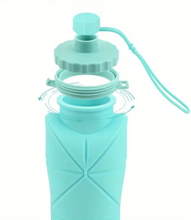 Sticla pliabila bleu, cu maner, 600 ml [2]
