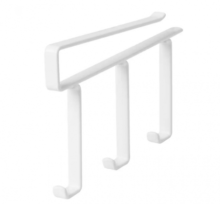 Bucatarie si servire - Suport metalic cu 3 agatatori, alb, 12x7 cm
