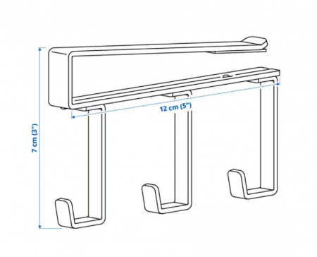 Suport metalic cu 3 agatatori, alb, 12x7 cm [2]
