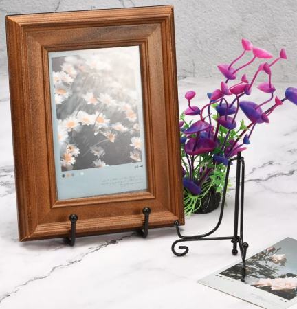 Flori artificiale si decoratiuni - Suport metalic negru pentru rama foto, 17 x 11 cm