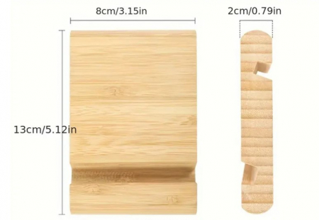 Suport pentru telefon mobil sau tableta, bambus, 13x8 cm [2]