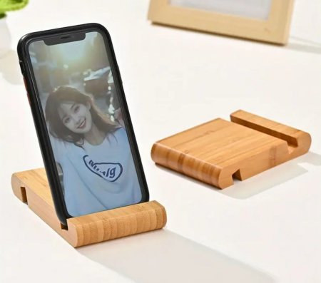 Promotii - Suport pentru telefon mobil sau tableta, bambus, 13x8 cm