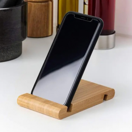 Suport pentru telefon mobil sau tableta, bambus, 13x8 cm [1]