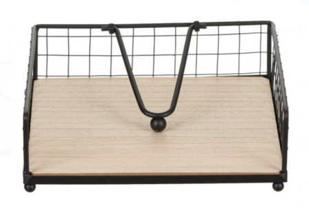 Suport servetele din metal si baza de lemn, 17x17x5 cm [3]