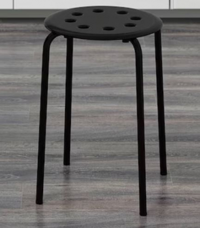 Mobilier mic - Taburet fix, negru, 45x40x32 cm