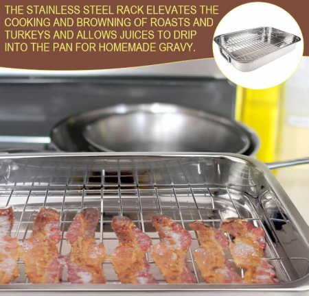 Tava cu gratar din inox, pentru cuptor,  40x32x7 cm [5]