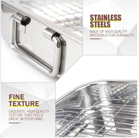 Tava cu gratar din inox, pentru cuptor,  40x32x7 cm [1]