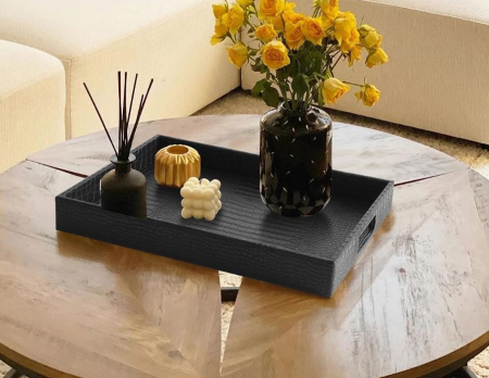 Bucatarie si servire - Tava de servire cu manere, neagra, 38x25 cm