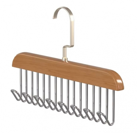 Huse si cutii depozitare - Umeras multifunctional cu 8 carlige, lemn - metal, 28x18 cm