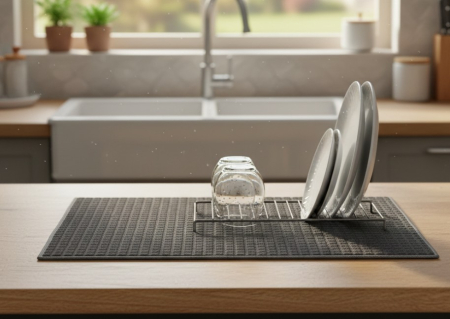 Uscator de vase si pahare, tip prosop absorbant, gri, 50x40 cm [2]