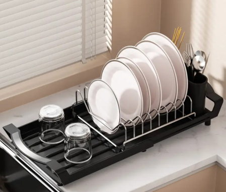 Uscator vase si tacamuri, extensibil 28-47 cm, sistem de scurgere inteligent [4]