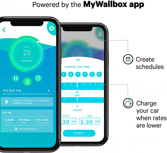 Statie de incarcare masini electrice Wallbox Pulsar Plus cu cablu PLP1-0-2-4-9-002, 22kW, Type 2, 5m, WiFi, control de pe telefon [2]
