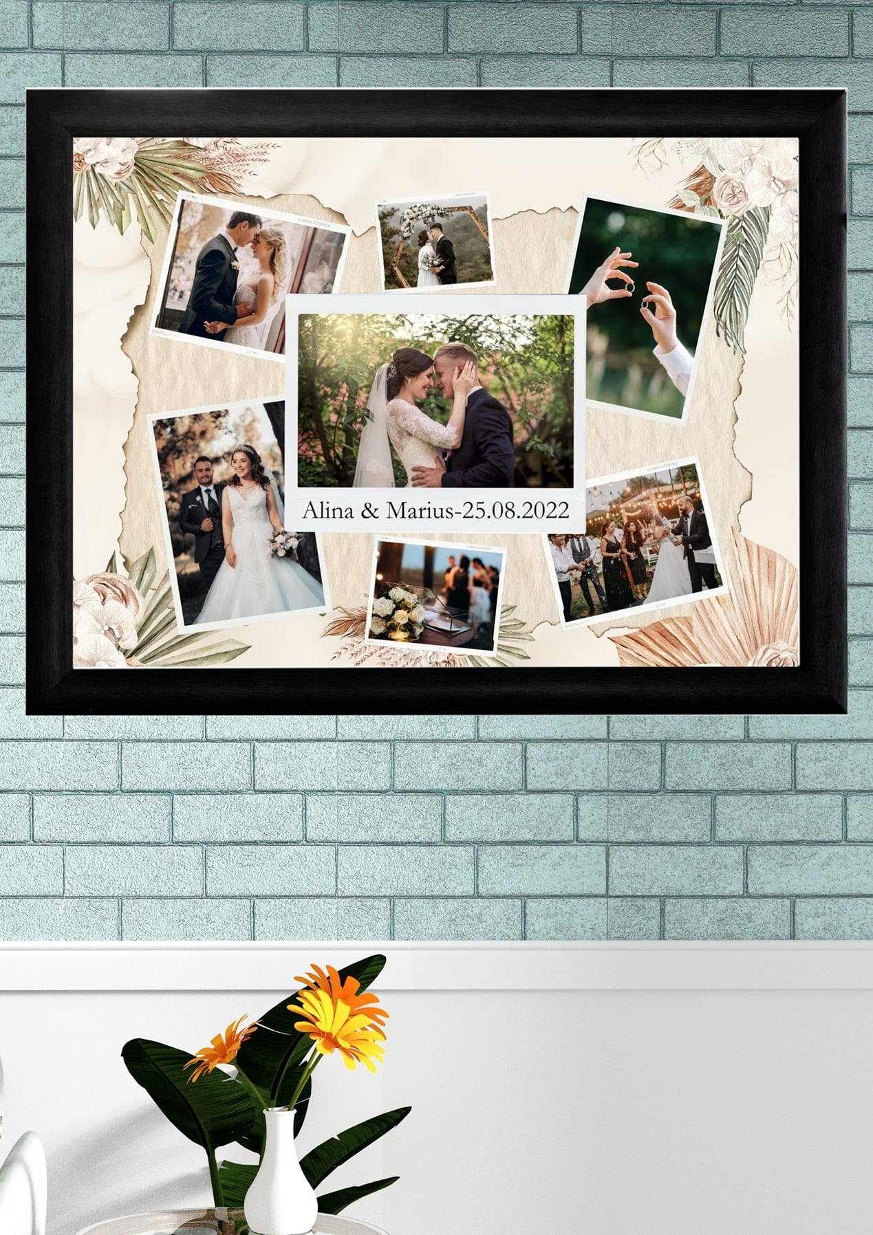 Tablouri personalizate cu rama cupluri-nunta