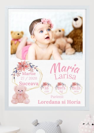 Tablouri personalizate cu rama cu bebelusi - Tablouri personalizat bebelusi Fetita