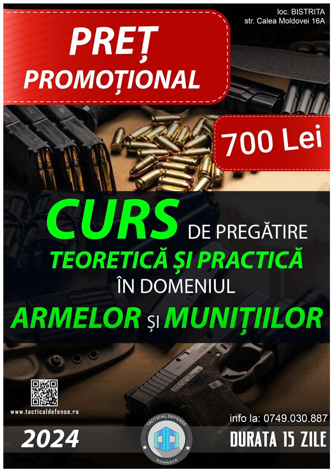 Curs de Arme si Munitii la doar 700 lei in Bistrita Nasaud.