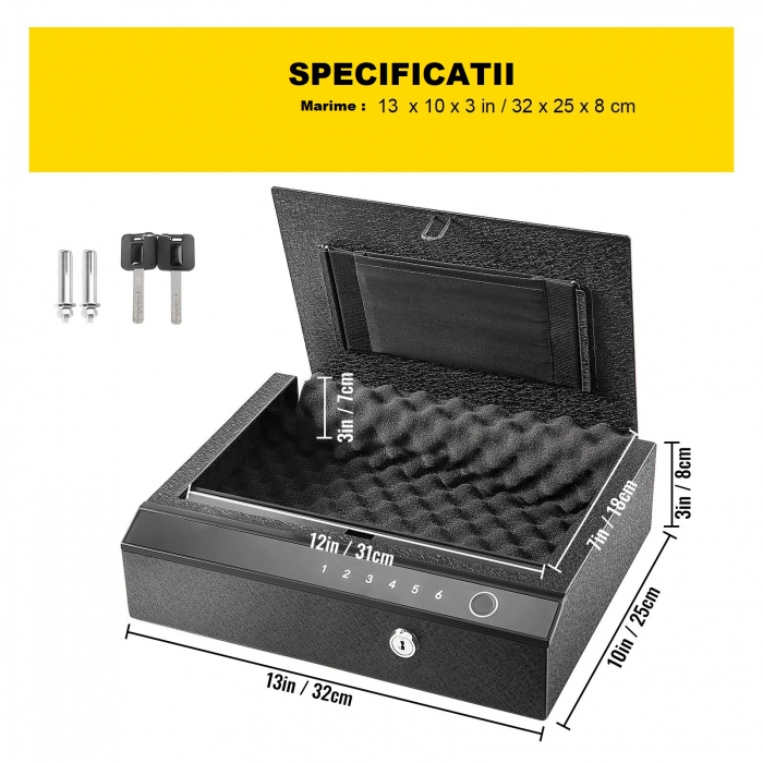 Seif Pistol cu 3 tipuri de acces - biometric,digital cod, cheie [2]