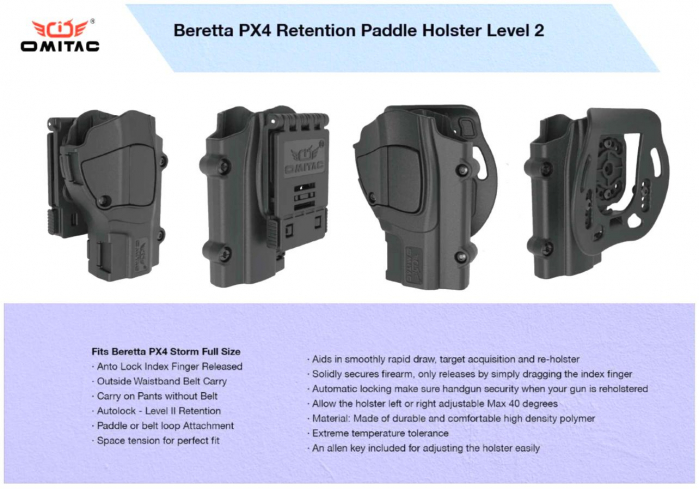 Toc Pistol Beretta PX4 Storm prindere PE CUREA 360 GRADE  - Retentie Level II [11]