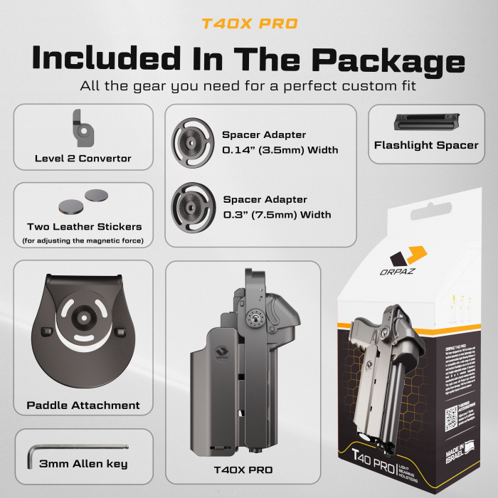Toc T40 Pro pentru Pistol cu lanterna, OWB , Level II Retention - ORPAZ compatibil cu Glock 17, 19, 45 [8]