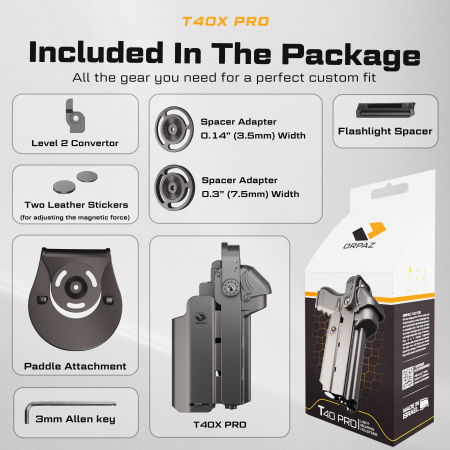 Toc T40X Pro pentru Pistol cu lanterna, OWB , Level II Retention - ORPAZ [8]
