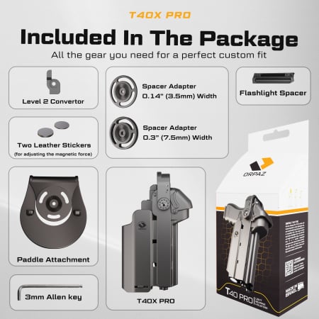 Toc T40 Pro pentru Pistol cu lanterna, OWB , Level II Retention - ORPAZ compatibil cu Glock 17, 19, 45 [7]