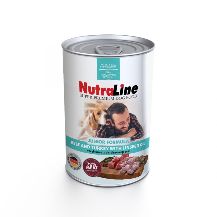 Nutraline Dog Conserva Junior Vita Curcan Ulei de In 400 g, Nutraline